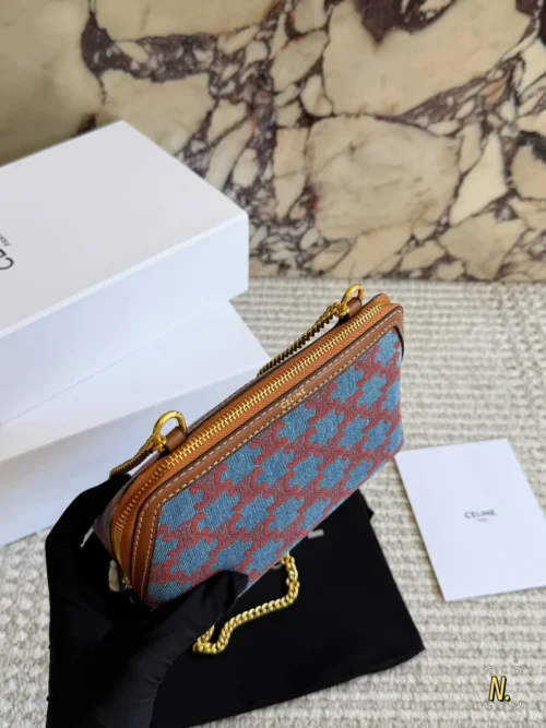 Celine Triomphe Monogram Denim Clutch Bag