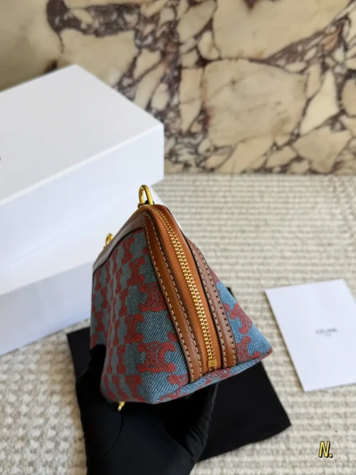 Celine Triomphe Monogram Denim Clutch Bag
