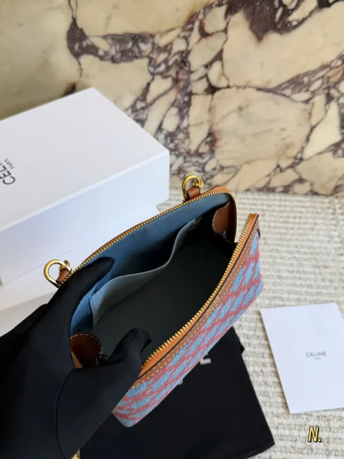 Celine Triomphe Monogram Denim Clutch Bag