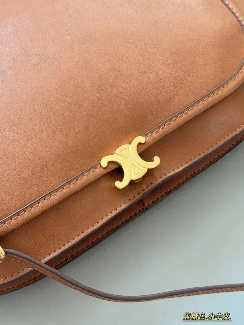 Celine Triomphe Black Calfskin Messenger Bag