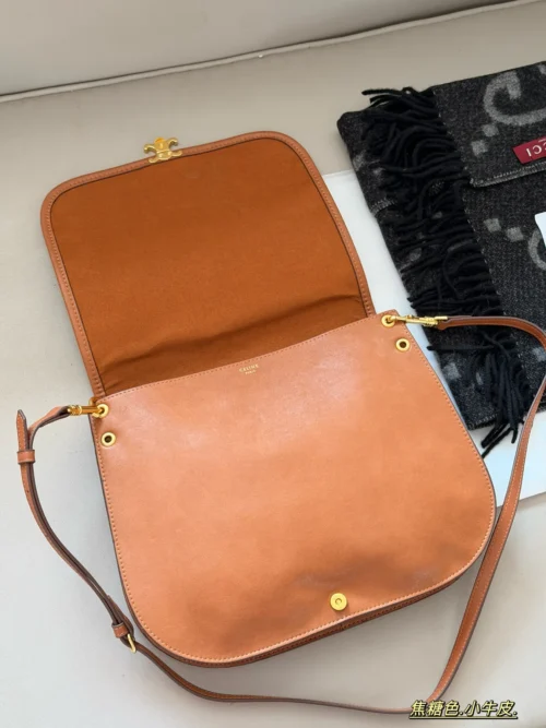 Celine Triomphe Black Calfskin Messenger Bag