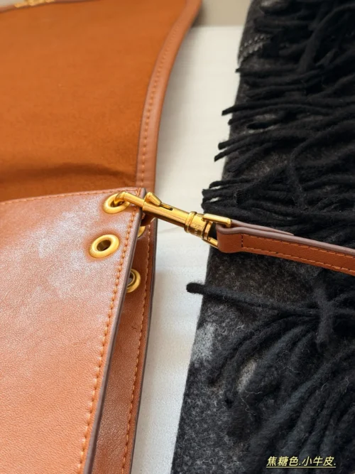 Celine Triomphe Black Calfskin Messenger Bag