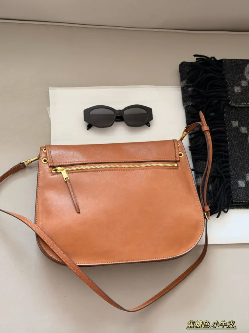 Celine Triomphe Black Calfskin Messenger Bag