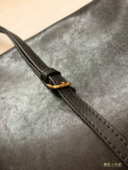 Celine Triomphe Black Calfskin Messenger Bag Style 0197
