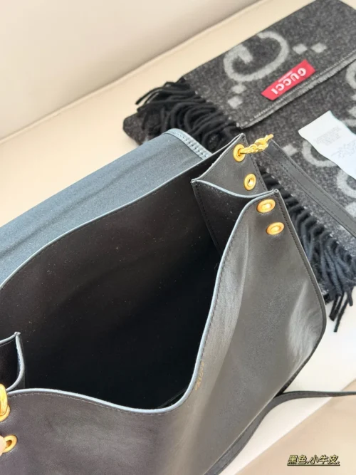 Celine Triomphe Black Calfskin Messenger Bag Style 0197