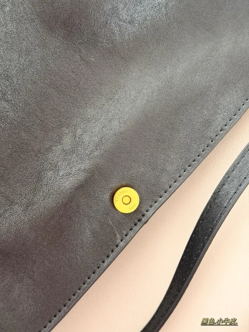Celine Triomphe Black Calfskin Messenger Bag Style 0197