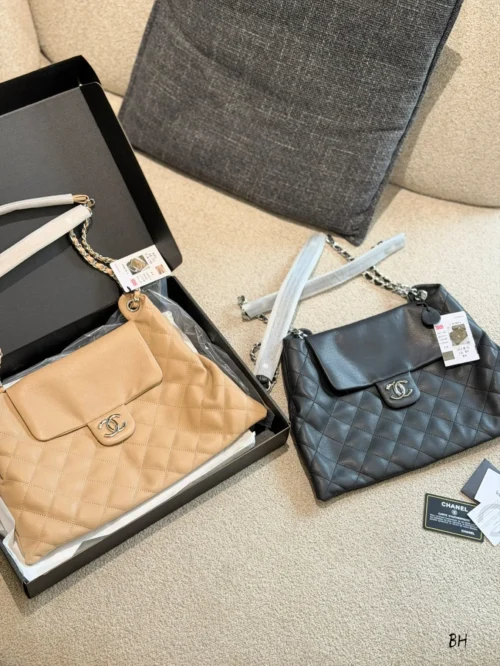 Chanel Gabrielle Large Black Quilted Leather Hobo Bag