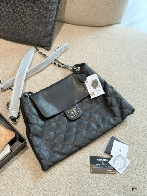 Chanel Gabrielle Large Black Quilted Leather Hobo Bag