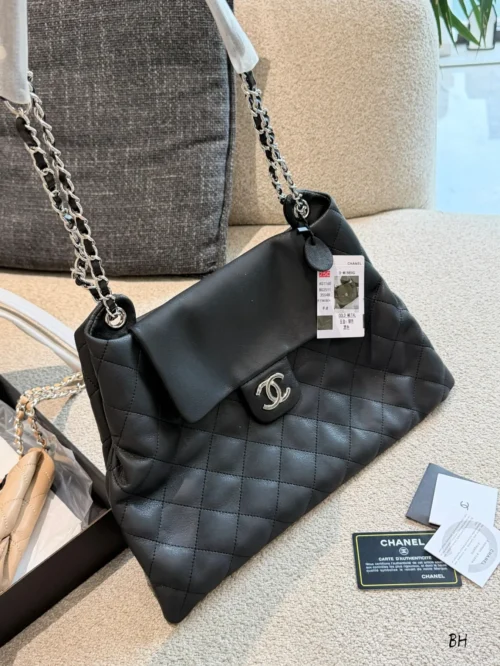 Chanel Gabrielle Large Black Quilted Leather Hobo Bag