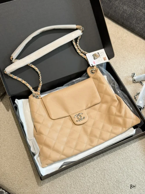 Chanel Gabrielle Large Black Quilted Leather Hobo Bag