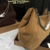 Chanel Silver Chain Suede Bucket Bag Style 0033