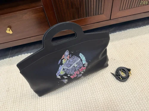 Chanel Black Leather Top Handle Bag
