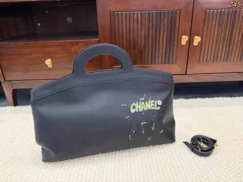 Chanel Black Leather Top Handle Bag