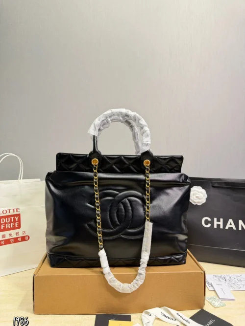 Chanel Classic Flap Black Quilted Leather Tote Bag
