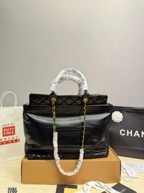 Chanel Classic Flap Black Quilted Leather Tote Bag