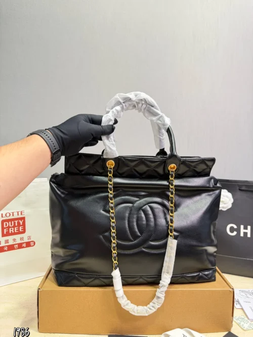 Chanel Classic Flap Black Quilted Leather Tote Bag