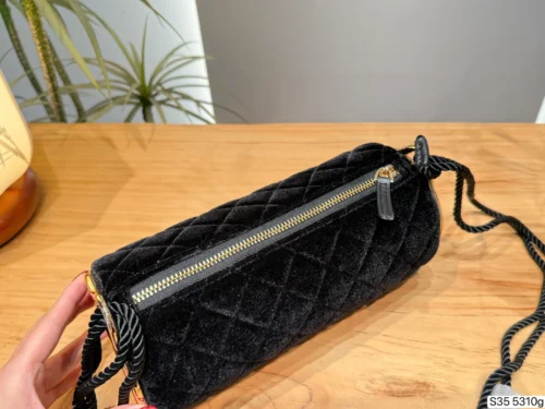 Chanel Classic Flap Quilted Velvet Clutch Bag