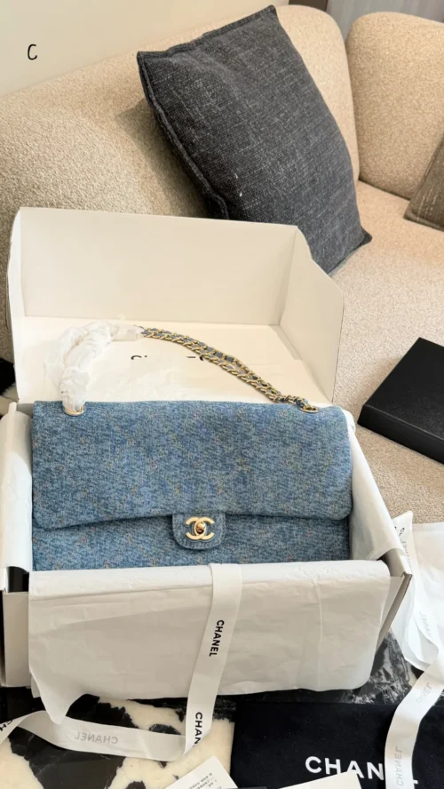 Chanel Classic Flap Blue Quilted Denim Bag