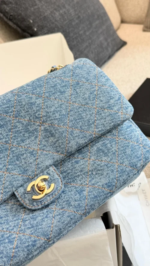 Chanel Classic Flap Blue Quilted Denim Bag