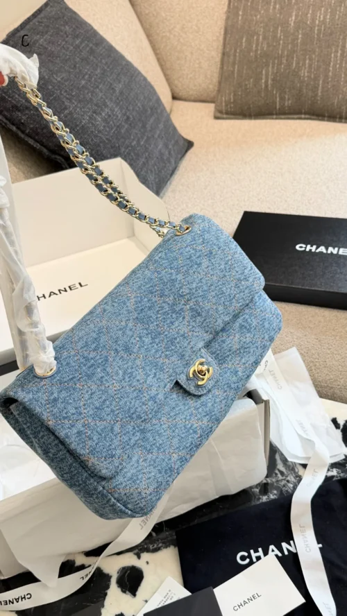 Chanel Classic Flap Blue Quilted Denim Bag
