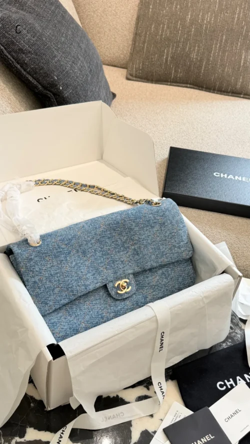 Chanel Classic Flap Blue Quilted Denim Bag