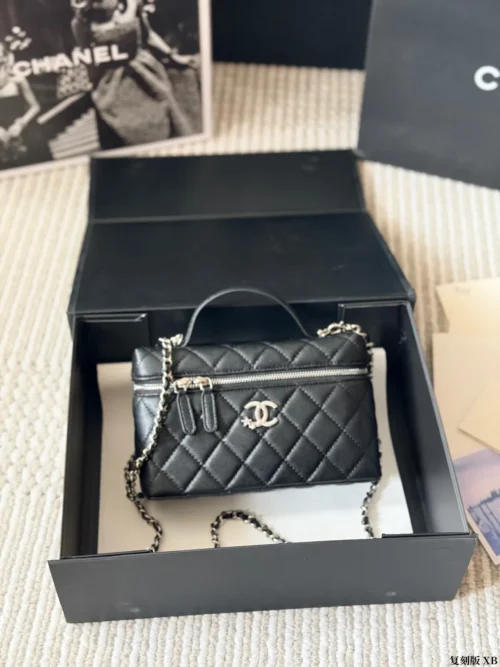 Chanel Classic Flap Quilted Denim Vanity Bag