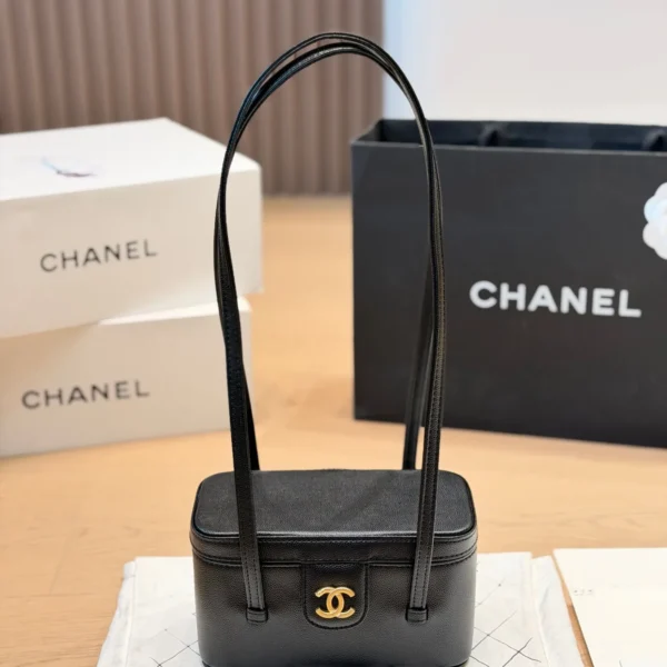 Chanel Vanity Black Calfskin Vanity Bag