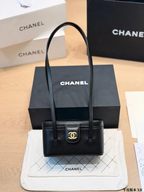 Chanel Vanity Black Calfskin Vanity Bag