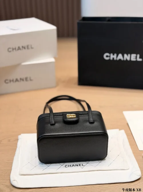 Chanel Vanity Black Calfskin Vanity Bag
