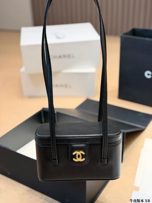 Chanel Vanity Black Calfskin Vanity Bag