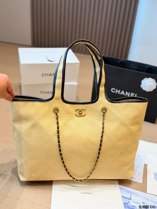 Chanel Deauville Black Chain Leather Wallet