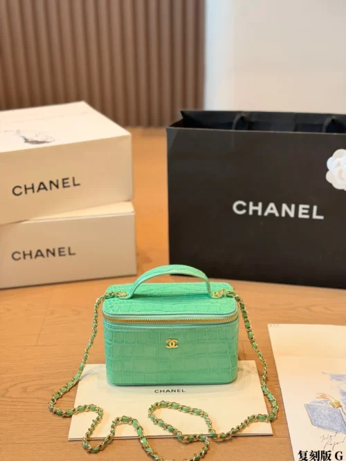 Chanel Croc-Embossed Vanity Bag Style 0150