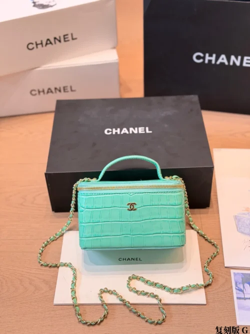 Chanel Croc-Embossed Vanity Bag Style 0150