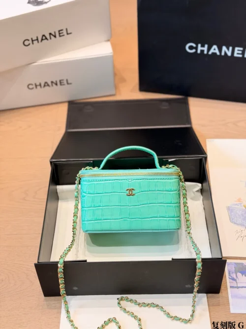 Chanel Croc-Embossed Vanity Bag Style 0150
