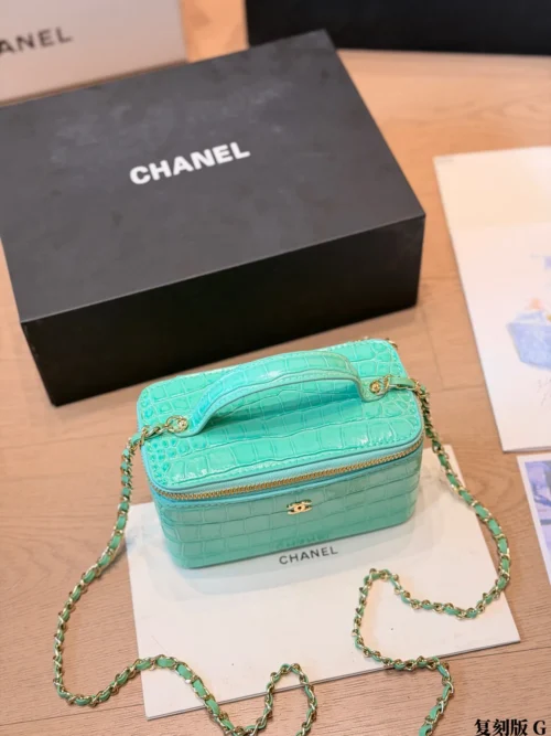 Chanel Croc-Embossed Vanity Bag Style 0150