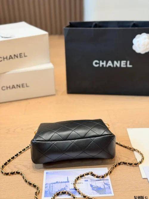 Chanel Classic Flap Black Quilted Lambskin Top Handle Bag