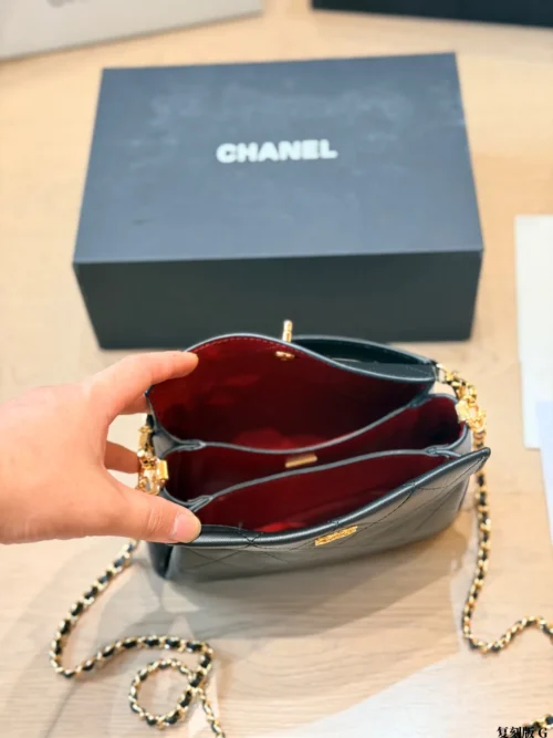 Chanel Classic Flap Black Quilted Lambskin Top Handle Bag