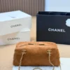 Chanel Classic Flap Gold Quilted Suede Bag
