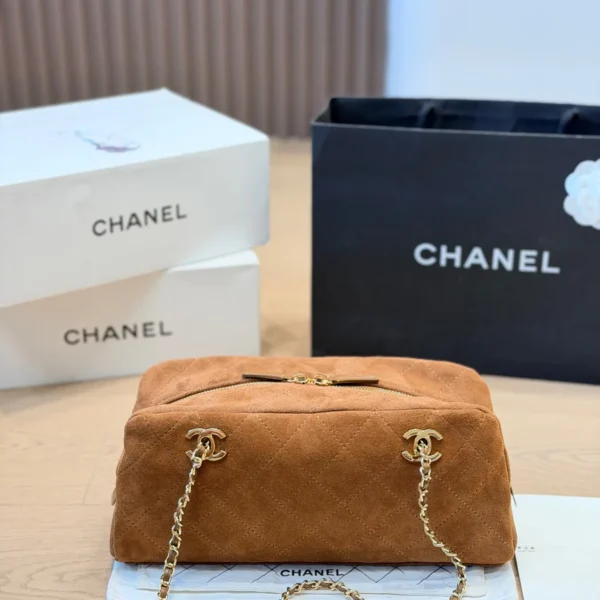 Chanel Classic Flap Gold Quilted Suede Bag