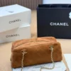 Chanel Classic Flap Gold Quilted Suede Bag