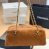 Chanel Classic Flap Gold Quilted Suede Bag