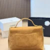 Chanel Classic Flap Gold Quilted Suede Crossbody Bag