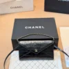 Chanel Black Chain Leather Clutch Bag