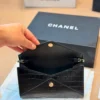 Chanel Black Chain Leather Clutch Bag