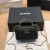 Chanel Vanity Black Quilted Leather Vanity Bag