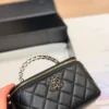 Chanel Vanity Black Quilted Leather Vanity Bag