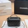 Chanel Vanity Black Quilted Leather Vanity Bag
