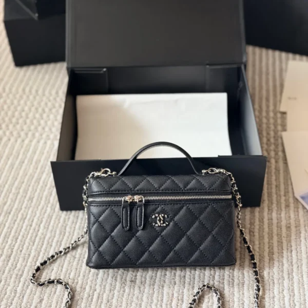Chanel Classic Flap Quilted Leather Vanity Bag Style 0186