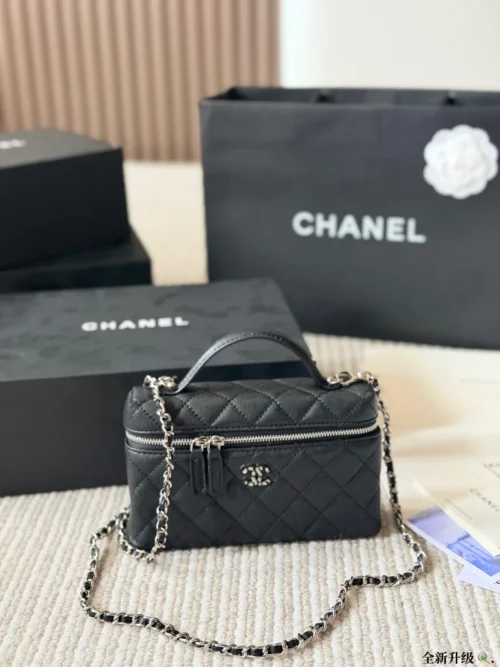 Chanel Classic Flap Quilted Leather Vanity Bag Style 0186