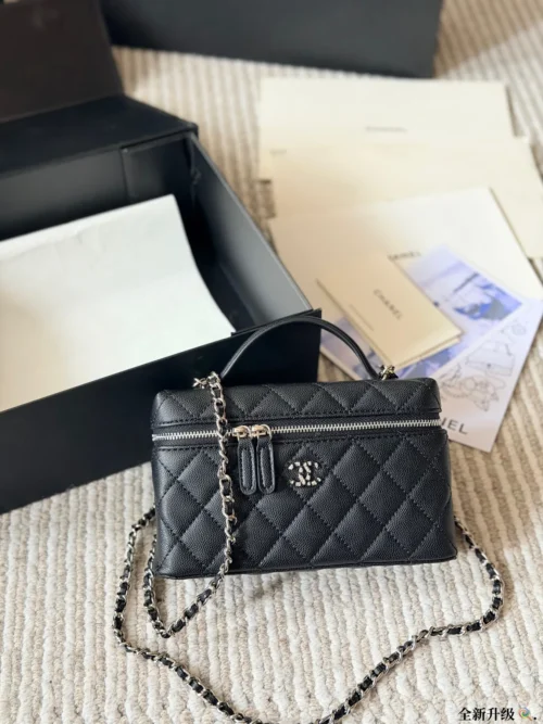 Chanel Classic Flap Quilted Leather Vanity Bag Style 0186